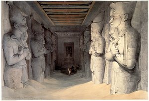 Gigantesche statue di calcare di Ramesse II, Tempio di Ramesse, Abu Simbel, Egitto, 1836 da David Roberts