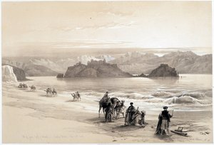 Isola di Graia, golfo di Akabah (Akaba o Aqaba), disegno realizzato il 27/02/1839 in "La Terra Santa", Londra 1849 da David Roberts