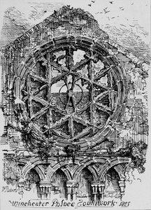 La finestra circolare della sala di Winchester House, Winchester Palace, Southwark da David Roberts