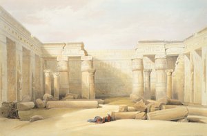 Il Tempio di Medinet Abu a Tebe, incisione da David Roberts