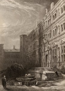 Il grande cortile di Heidelberg, inciso da H. Winkles, illustrazione da 