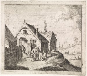 Tre uomini che conversano vicino a una casa da David Teniers (II)