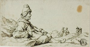 Uomo che riposa nel paesaggio