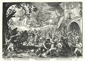 La lotta di uomini e animali contro la morte e il tempo (incisione) da David Vinckboons