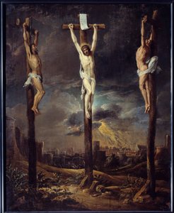 Il Calvario. Dipinto di David Teniers I il Vecchio (1582-1649) XVII secolo
