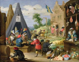 Accampamento di scimmie