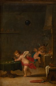 Amoretti in un laboratorio di alchimista, c.1635-37