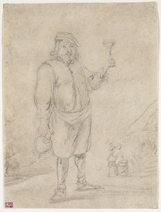 Contadino che alza un bicchiere di vino, c.1644 da David Teniers the Younger