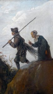 I boscaioli: (dettaglio) coppia di due vecchi contadini da David Teniers the Younger