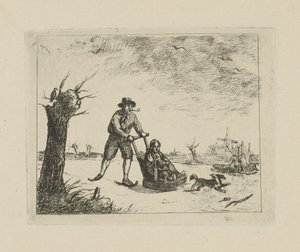 Paesaggio invernale con pattinatore