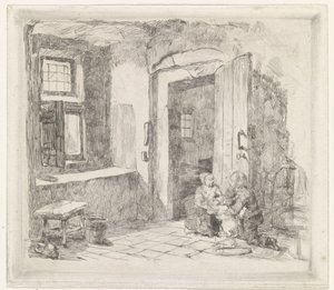 Interno con porta aperta da David van der Kellen