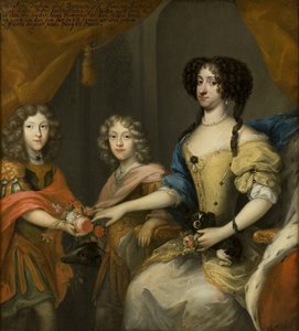 Anna Sofia, principessa di Danimarca, elettrice di Sassonia, con i suoi figli Johann Georg e Friedrich August, c.1680 da David von Krafft
