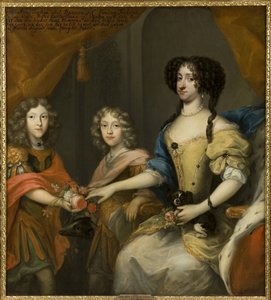 Anna Sofia di Danimarca, elettrice di Sassonia con i figli Giovanni Giorgio e Federico Augusto da David von Krafft