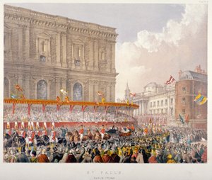 Processione reale che passa davanti alla cattedrale di St Paul, Londra da Day and Son