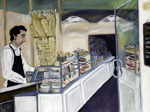 Panificio St. Germain, 2017 (acrilico su tela) da Deborah Eve Alastra