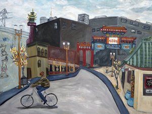 Chinatown Portland, 2018 (acrilico su tela) da Deborah Eve Alastra