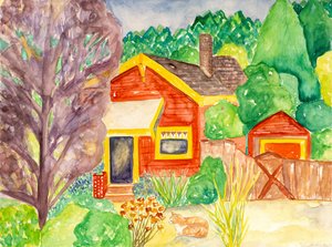 Casa rossa, 2016 (acquerello) da Deborah Eve Alastra