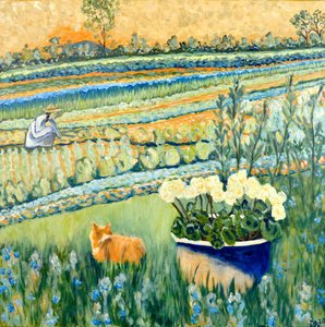 Al riparo nel giardino, 2021 (acrilico su tela) da Deborah Eve Alastra