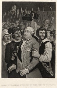 Luigi XVI minacciato dalla folla durante la loro visita alle Tuileries, 20 giugno 1792