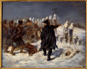 Episodio della ritirata russa. Guerra napoleonica (1812). Maresciallo Michel Ney (1769 - 1815) alla Ridotta di Kovno (1812)