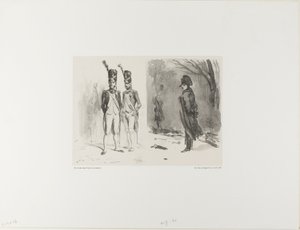 Foglio con Schizzo (Granatiere della Guardia, Napoleone in un Bivacco) da Denis Auguste Marie Raffet