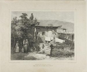 Case di contadini tartari nel villaggio di Déré-Koui, vicino a Yalta, Crimea, 31 agosto 1837 da Denis Auguste Marie Raffet