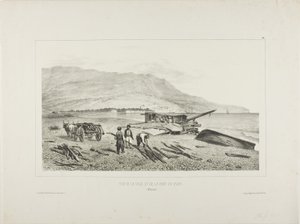 Veduta del villaggio e della baia di Yalta, Crimea, 15 agosto 1837 da Denis Auguste Marie Raffet