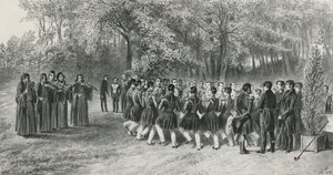 Danza valacca, eseguita dagli zingari e ballata dai musicisti del Secondo Reggimento a casa del Principe Ghika, Ghospodar, Valacchia, 1839 da Denis Auguste Marie Raffet