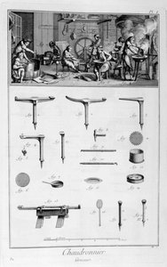 Interno di un ferramenta e piani degli strumenti, 1751-1777 da Denis Diderot