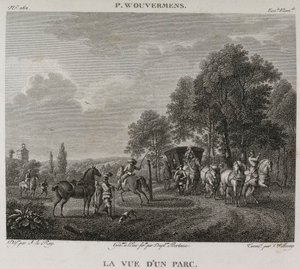 Denis-Sébastien Leroy, Antoine-Claude-François Villerey e Jean Duplessis-Bertaux - Veduta di un parco, dopo Wouwerman - 1802-1815 da Denis Sebastien Leroy