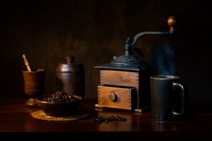 Natura morta rustica con caffè