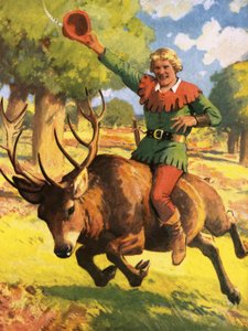 Robin Hood sul dorso di un cervo
