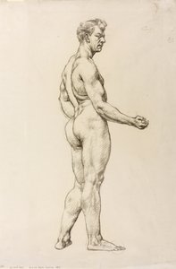 Studio di una figura maschile, 1906-07 circa (gesso nero su carta) da Derwent Lees