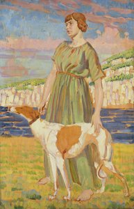 Ritratto di Elizabeth Lipczinski con il suo cane Fanny, c.1911-12