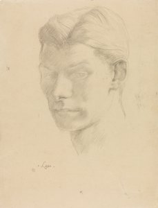 Ritratto di uomo, 1906-08 circa (matita su carta) da Derwent Lees