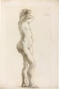 Studio di una figura femminile, 1906-07 circa (gesso nero su carta) da Derwent Lees