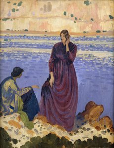 Due donne sulle rocce vicino al mare