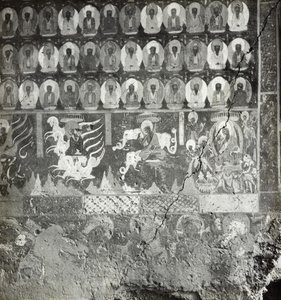 I mille Buddha e nidāna di Lady Sumati, Grotta 275, parete nord, Grotte di Dunhuang, Cina da Desmond Parsons
