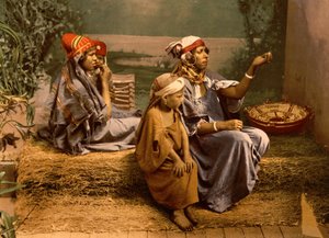 Mendicanti beduini e bambini, Tunisi, Tunisia