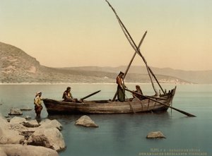 Barca del pescatore sul lago, Tiberiade, Terra Santa, c.1890-1900