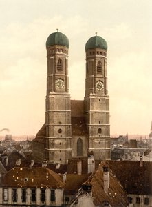 Frauenkirche, Monaco, Baviera, Germania, stampa fotochrome, c.1900 da Detroit Publishing Co.