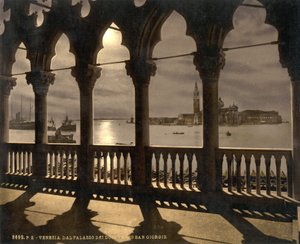 San Giorgio dal Palazzo Ducale al chiaro di luna, Venezia, Italia, c.1890-1900 (fotochrom)