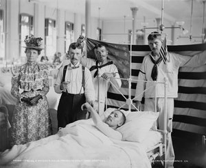 Misurazione del polso di un paziente, Ospedale del Cantiere Navale di Brooklyn, c.1890-1901 da Detroit Publishing Co.
