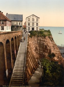 La grande scalinata, Helgoland, Germania, stampa fotocromatica, c.1900