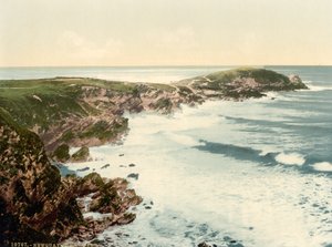 Towan Head, Newquay, Cornovaglia, Inghilterra, stampa fotochrome, c.1900