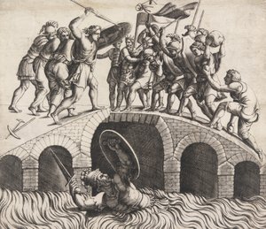 Orazio Coclite si salva nuotando, XVI secolo