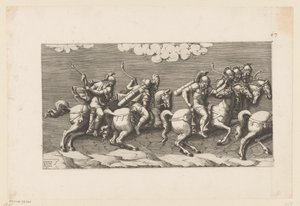 Processione di cavalieri armati (parte sinistra) da Diana Mantuana