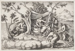 Latona partorisce Apollo e Diana sull