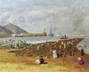 La scogliera. Dipinto di Dario de Regoyos (1875-1913). Impressionismo spagnolo. Museo Monistrol di Montserrat a Barcellona da Diario or Dario de Regoyos y Valdes
