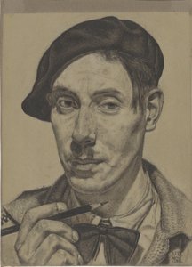 Autoritratto con matita in mano
